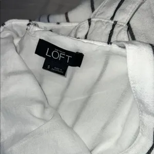 LOFT White and Black Striped Jumpsuit‎ thumbnail 2
