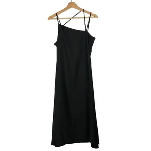Cider‎ Black Strappy Solid Midi Slip Dress M thumbnail 3