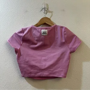 Frankie's Bikinis Pink Zippy Crop Top‎ Baby Tee Size Medium thumbnail 5