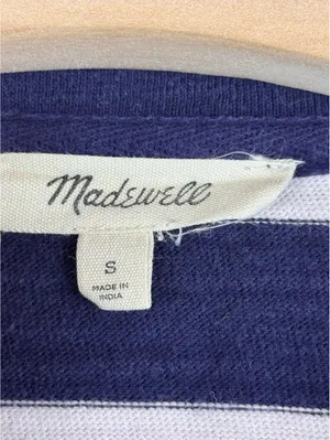 Madewell Rugby Polo Tee Navy White Stripe Oversized Coastal Preppy Size S thumbnail 6
