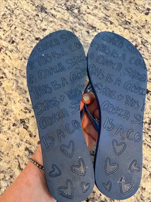 Coach Poppy Navy & Coral Striped Logo Flip Flops thumbnail 5