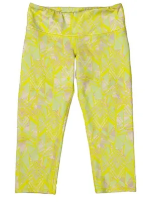 Alo Yoga Airbrush Capri Leggings Yellow Zest Indio Geometric Size XS‎ thumbnail 1