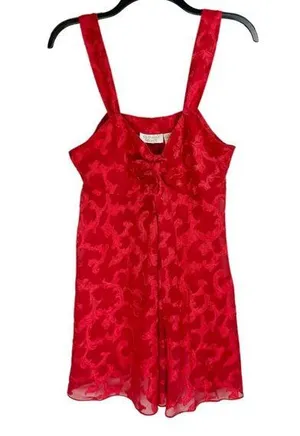 Vtg Victoria’s Secret Red Semi Sheer Slip Dress Sz Medium Babydoll thumbnail 1