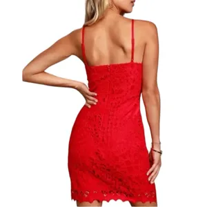 Lulus Mini Dress Lace Crochet Bodycon Spaghetti Strap Coral Women’s Size Small thumbnail 2