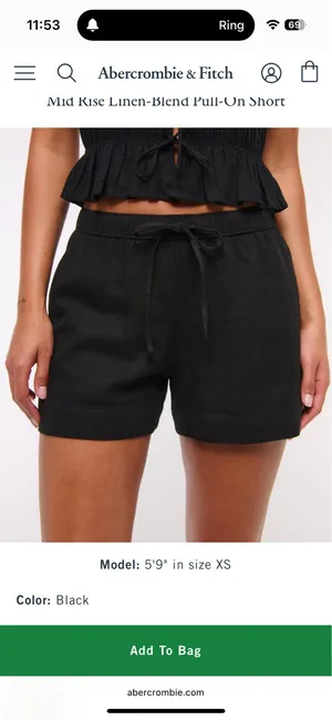Abercrombie and Fitch Black Linen Shorts thumbnail 2