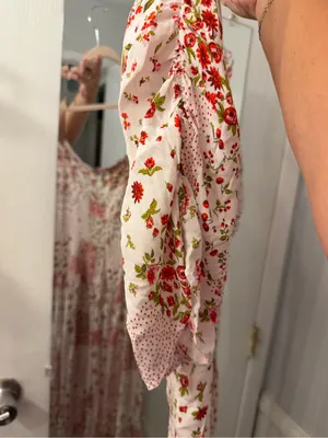 Zara White Maxi Dress with Red Floral Print thumbnail 5