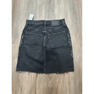 Levi's High Rise Deconstructed Button Fly Studded Denim Premium Skirt Size 24‎ thumbnail 3