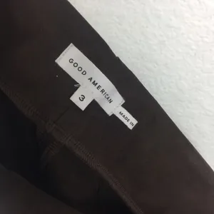 Good American Chocolate Brown Faux Suede Pant Size 8 Boss Split Hem Straight Leg thumbnail 6