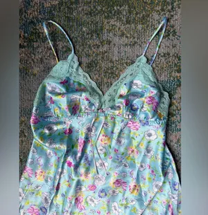 Vintage 90s Y2K Secret Treasures blue floral lace short slip dress, size small thumbnail 4