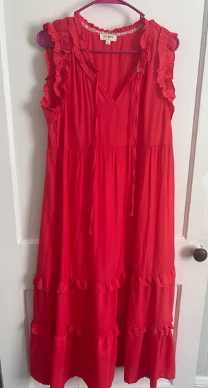 Hot Pink Umgee Dress size Small. Ruffle hem and sleeves thumbnail 1