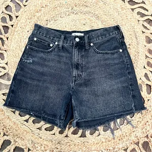 Madewell Size 27 Relaxed Mid-length Denim Cut Off Shorts Black thumbnail 1