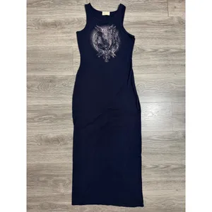 Celestial Maxi‎ Dress S Navy Blue Hamsa Mandala Graphic Sleeveless Bodycon Boho thumbnail 7