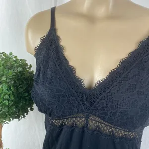 Soma Black Lace Trim Short Sleep Dress XL thumbnail 4