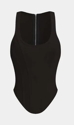 MICAS Black Zipper tie up corset waist tank top (NWT) thumbnail 1