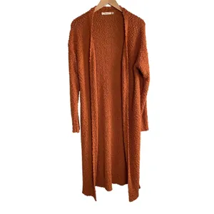 Andree by Unit Rust Orange Textured Long‎ Open Front Cardigan Sweater Size M thumbnail 3