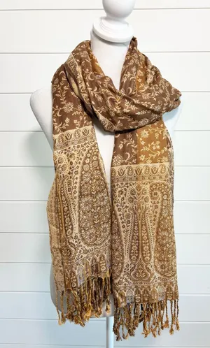 Elegant Brown Paisley Infinity Scarf - Women Accessories thumbnail 1