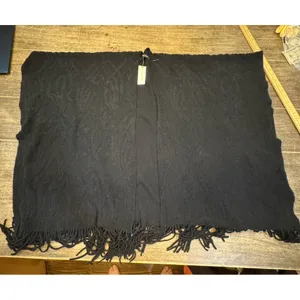 Anthropologie Do Everything in Love Black‎ Textured Open Sweater Fringe One Size thumbnail 2