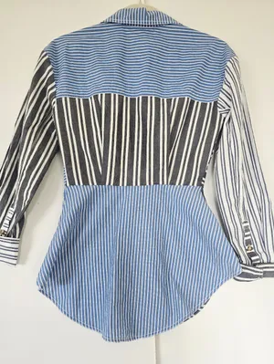 Anthropologie Pilcro Reworked Mixed Stripe Buttondown Shirt thumbnail 4