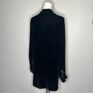 CP Shades Black Velvet Silk Blend Romy Long Sleeve Button Down Shirt Witchy thumbnail 2