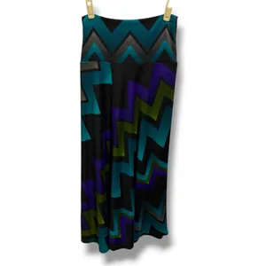 Sunny Leigh Womens Chevron Maxi Skirt Teal Purple Green Geometric‎ A-Line Size S thumbnail 3