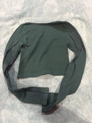 Primark Cares Dark Green Ribbed Seamless Long Sleeve Scoop Neck Crop Top Size XS thumbnail 4