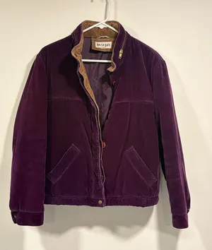 Vintage Braetan Purple Corduroy Bomber Jacket with Tan Collar thumbnail 1