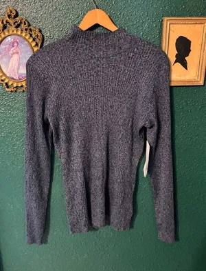 Athleta Womens Blue Reverie Mock Neck Long Sleeve Pullover Sweater Size Large NW thumbnail 1
