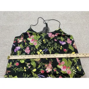 Victorias Secret Satin Camisole Top NWT Black Floral Lace Back Halter Size L thumbnail 8
