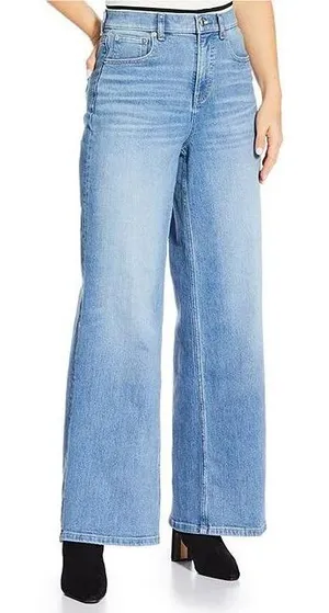 Spanx Wide Leg Denim Jeans Womens‎ 29 Light Wash Blue High Waist Modern Classic thumbnail 1