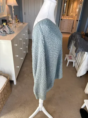 Listicle Fuzzy Light Teal Sweater thumbnail 4