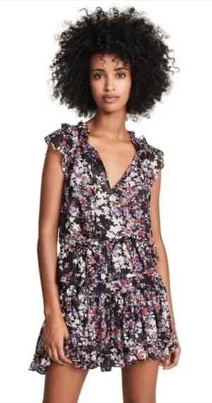 MISA Los Angeles Fleur Mini Dress in Black Floral SizeXS lightweight thumbnail 1