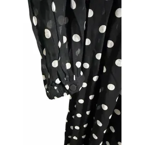 J. Crew Long-Sleeve Chiffon‎ Midi Dress Black Polka Dot Women's Size Small thumbnail 10