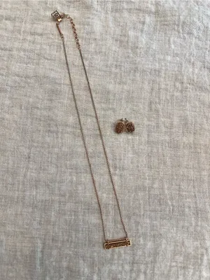 (SET) Kendra Scott Rose Gold Bar Druzy Necklace and Ellie Rose Druzy thumbnail 3