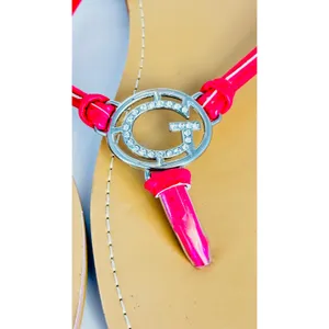 Guess Draper T strap G bling red patent faux leather flip flops sandals sz10 thumbnail 2