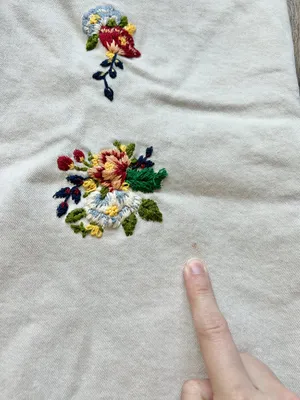 Mango Women's Floral Embroidered Wide Leg Crop Khaki Pants Size 8 thumbnail 4