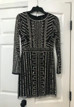 Beaded Black Mini Dress thumbnail 3