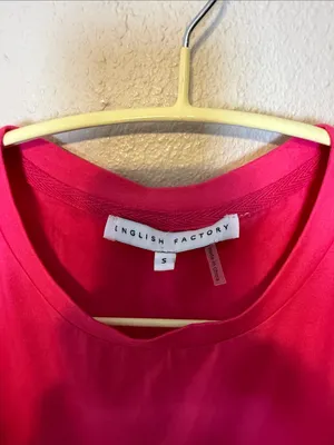 English Factory Top Cotton Pink‎ Ruffle Sleeve Top Size Small thumbnail 4