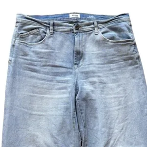 Kensie High Rise Wide Leg Light Wash Blue Stretch 5-Pocket Frayed Hem Jeans 14 thumbnail 2