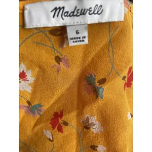 Madewell 100% Silk Floral Wrap Tank Top Ruffle Yellow V Neck Size‎ 6 thumbnail 4