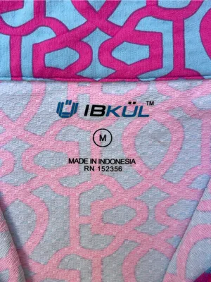 IBKÜL Pink Blue Carolyn Geometric UPF 50+ Sun shirt quarter zip polo golf M thumbnail 2