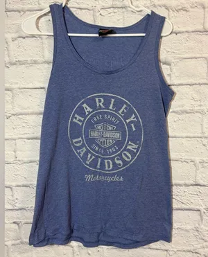 Harley-Davidson Women's Blue Tank Top, sz Med thumbnail 1