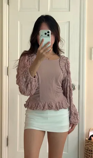 Free People Ruffled Rose Blouse  thumbnail 1