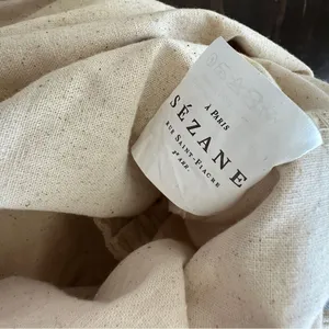 Sezane Corduroy Tote bag beige Velvet Striped thumbnail 5