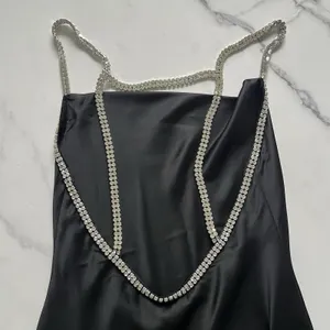 NWT Show me Your Mumu Bling mini dress Satin Black Size M Bedazzled Rave Party thumbnail 7