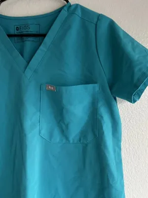 FIGS Catarina Women’s Sz S Scrub Top Teal Blue Technical Collection One Pocket thumbnail 2