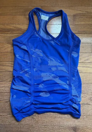 Athleta Royal Blue Patterned Racerback Tank thumbnail 1