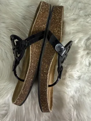 Tory Burch Miller Cloud Sandals Black Logo Thong Sandals Size 6.5 thumbnail 8