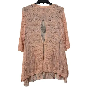 V‎ Christina Crochet Knit Scalloped Hem Sweater Peach Orange Size XL thumbnail 5