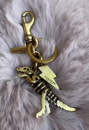 Coach Metal Small Rexy T-Rex Skeleton Puzzle Bag Charm Keychain CCE75 Brass thumbnail 1