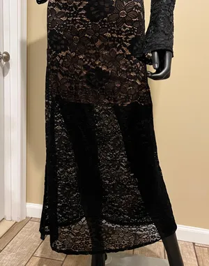 Long Lace Slim Maxi Dress Slim Fit Bodycon Dress Long Sleeve thumbnail 4